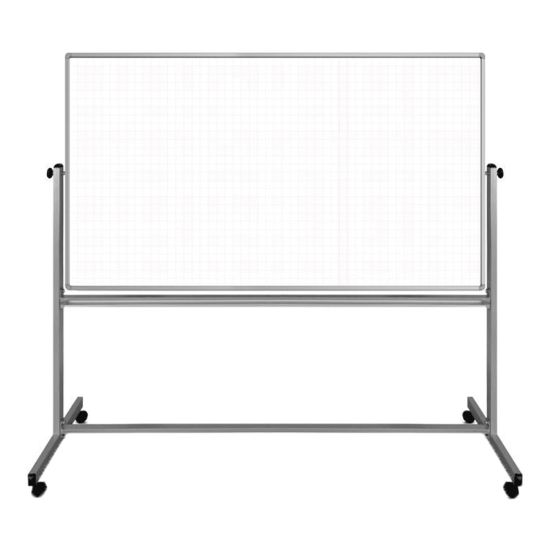 Picture of Luxor Ghost Grid Double-Sided Magnetic Mobile Dry-Erase Whiteboard, 40in x 72in, Aluminum Frame With Silver Finish