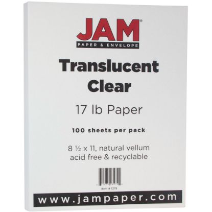 Picture of JAM Paper Letter Card Stock, Clear Translucent Vellum, Letter (8.5in x 11in), 17 Lb, Pack Of 100