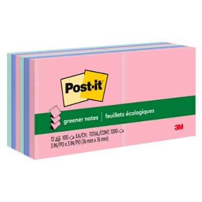 Picture of Post-it Greener Pop Up Notes, 3 in x 3 in, 12 Pads, 100 Sheets/Pad, Clean Removal, Sweet Sprinkles Collection