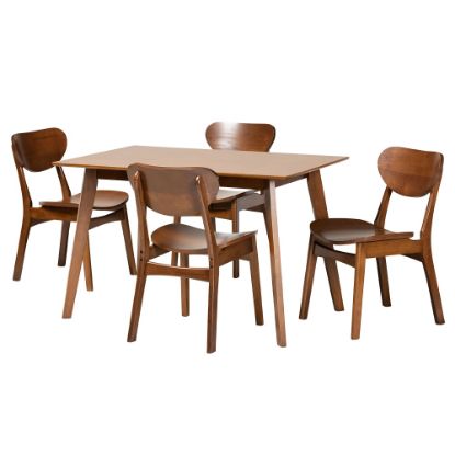 Picture of Baxton Studio Katya 5-Piece Dining Set, Walnut Brown