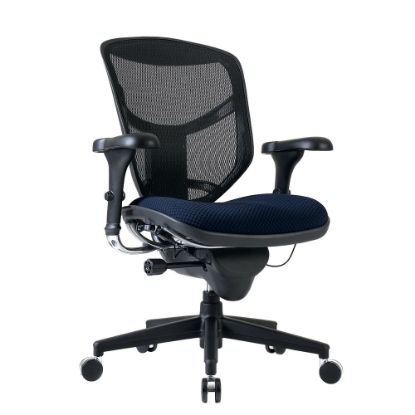 Picture of WorkPro Quantum 9000 Series Ergonomic Mesh/Premium Fabric Mid-Back Chair, Black/Navy, BIFMA Compliant