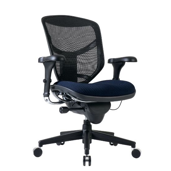 Picture of WorkPro Quantum 9000 Series Ergonomic Mesh/Premium Fabric Mid-Back Chair, Black/Navy, BIFMA Compliant