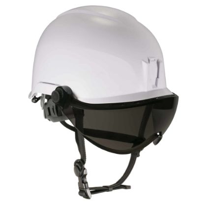 Picture of Ergodyne Skullerz 8974V Anti-Fog Class E Safety Helmet With Visor Kit, Smoke Lens, White