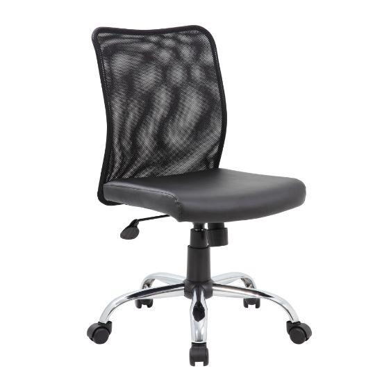 Picture of Boss Office Products Budget Fabric Mesh-Back Task Chair, Black/Silver