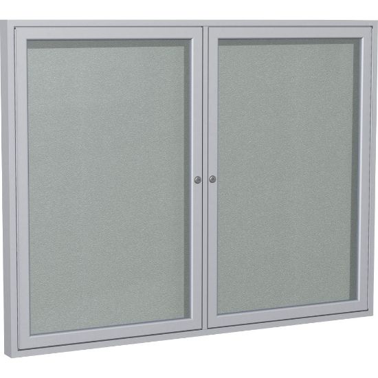 Picture of Ghent 2 Door Enclosed Vinyl Bulletin Board, Satin Aluminum Frame, 48inH x 60inW, Silver