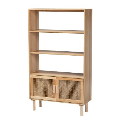 Picture of Baxton Studio Faulkner 56inH 4-Shelf Bookcase, Beige/Natural Brown