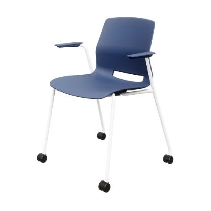 Picture of KFI Studios Imme Stack Chair With Arms And Caster Base, Navy/White