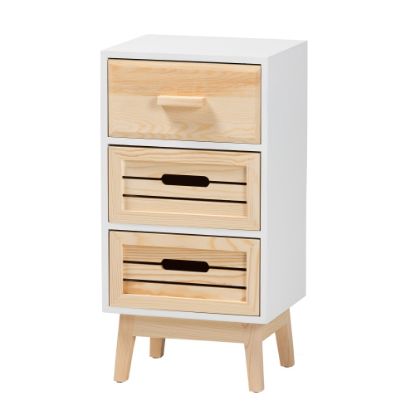 Picture of Baxton Studio Kalida 12inW 3-Drawer Storage Cabinet, White/Oak Brown