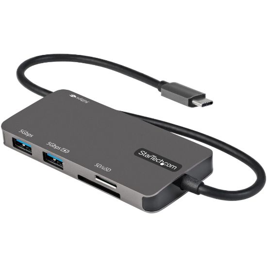 Picture of StarTech.com USB C Multiport Adapter, USB-C to 4K HDMI, 100W PD Pass-through, SD/MicroSD, 3xUSB 3.0, USB Type-C Mini Dock, 12in Long Cable - USB-C multiport adapter (5Gbps USB 3.1 Gen 1) - 4K 30Hz HDMI/2x USB-A/1x USB-C/MicroSD + SD Card Reader