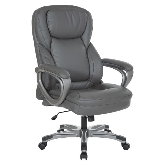 Picture of Office Star Executive Ergonomic Leather High Back Office Chair, Charcoal/Silver