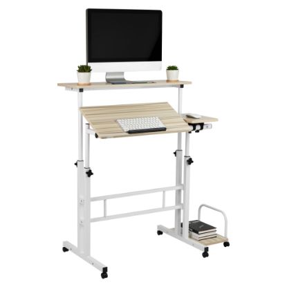 Picture of Mind Reader Mobile 21.25inW Height Adjustable Mobile Sit/Stand Desk, White