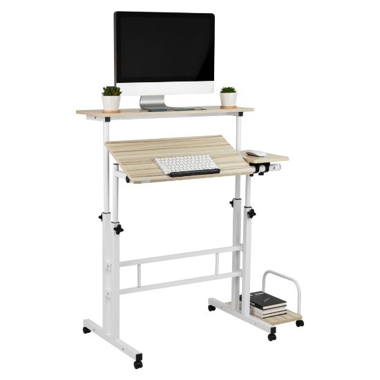 Picture of Mind Reader Mobile 21.25inW Height Adjustable Mobile Sit/Stand Desk, White