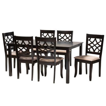 Picture of Baxton Studio Mael Dining Set, 29-3/16inH x 59-1/16inW x 35-7/16inD, Sand/Dark Brown