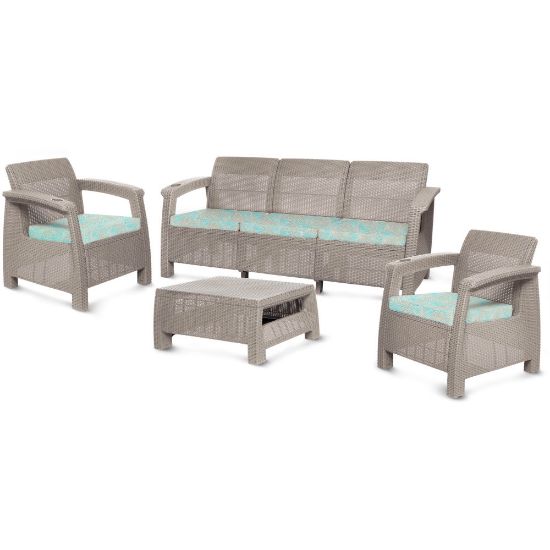 Picture of Inval MQ FERRARA 4-Piece Premium Furniture Set, Taupe/Turquoise