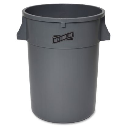 Picture of Genuine Joe 44-gal Heavy-duty Trash Container - 44 gal Capacity - Heavy Duty, Handle - 24in Height x 31.5in Width x 24in Depth - Gray - 4 / Carton