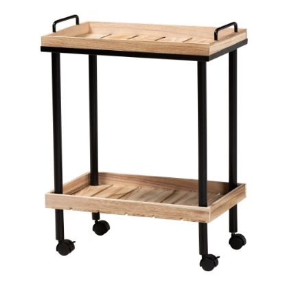 Picture of Baxton Studio Olinda Kitchen Cart, 26-13/16inH x 20-1/8inW, Oak Brown/Black