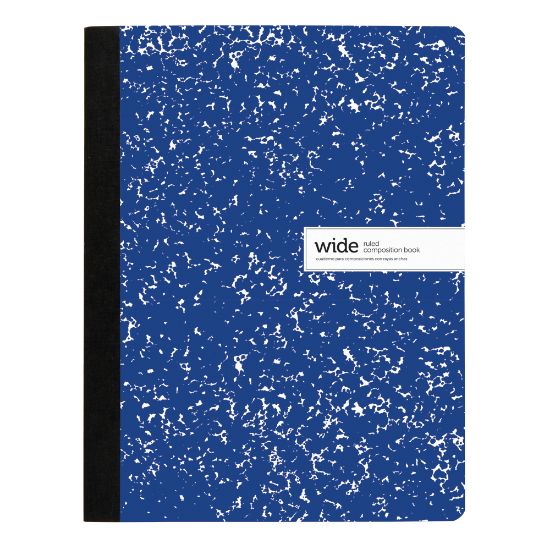 Picture of Office Depot Brand Composition Notebook, 9-3/4in x 7-1/2in, Wide Ruled, 100 Sheets, Blue/White