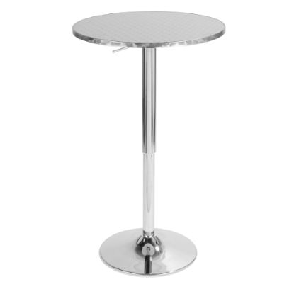 Picture of LumiSource Bistro Round Metal Bar Table, 41inH x 25-1/2inW x 25-1/2inD, Silver