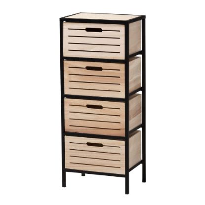 Picture of Baxton Studio Gelsey 14inW 4-Drawer Storage Cabinet, Oak Brown/Black