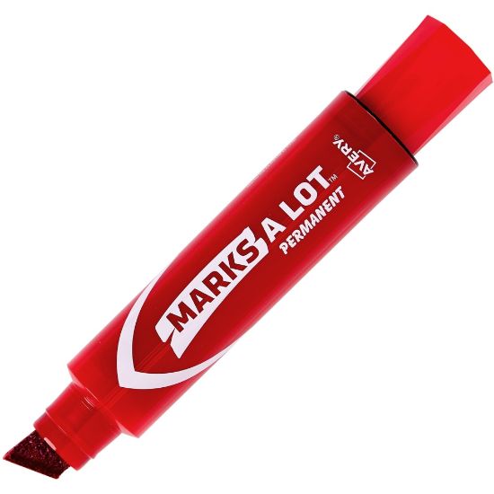 Picture of Avery Jumbo Permanent Markers - Chisel Marker Point Style - Red - Red Barrel - 12 / Dozen