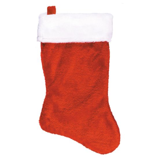 Picture of Amscan Christmas Red Plush Stockings, 18in, Red, Pack Of 5 Stockings