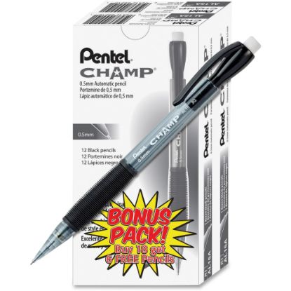 Picture of Pentel Champ Mechanical Pencil, 0.5mm, #2 Lead, Black Barrel, Pack Of 24