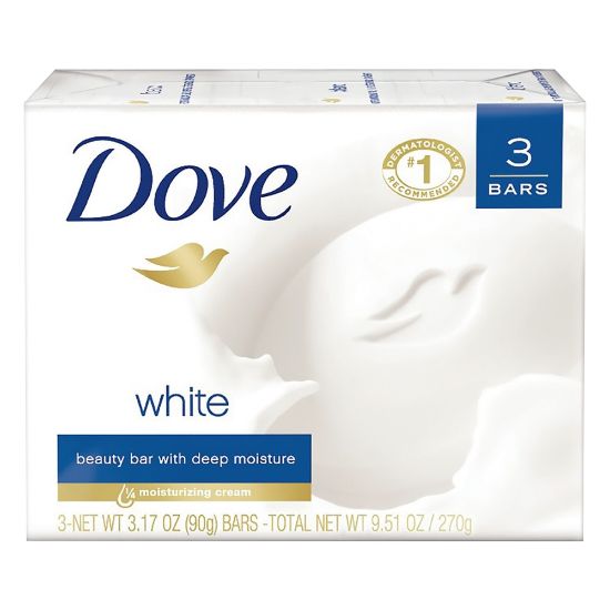 Picture of Dove White Beauty Solid Hand Soap, Light Scent, Carton Of 3 Bars