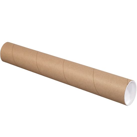 Picture of Office Depot Brand Kraft Mailing Tubes With Plastic Endcaps, 3in x 24in, Pack Of 24