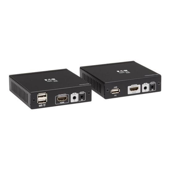 Picture of Tripp Lite HDMI HDBaseT KVM Console Extender over Cat6 2 USB Ports IR 4K 30 Hz (130 ft.) 1080p (230 ft.) - 1 Computer(s) - 1 Local User(s) - 230 ft Range - 4K - 3840 x 2160 Maximum Video Resolution - 2 x Network (RJ-45) - 3 x USB - 2 x HDMI