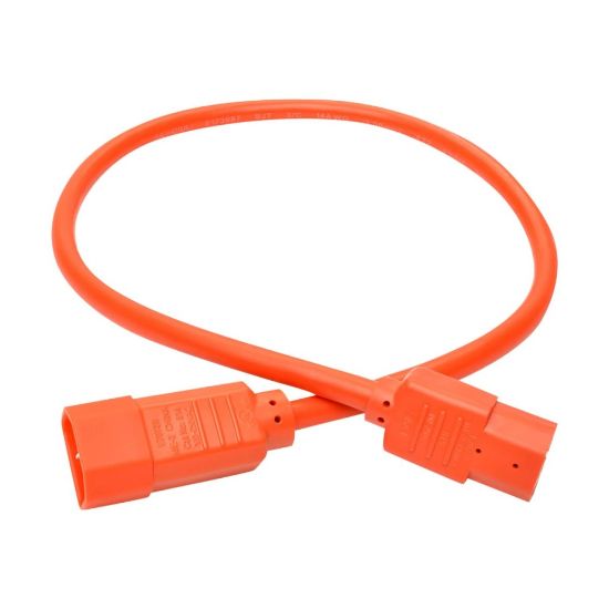 Picture of Eaton Tripp Lite Series Power Cord C14 to C15 - Heavy-Duty, 15A, 250V, 14 AWG, 2 ft. (0.61 m), Orange - Power cable - IEC 60320 C14 to IEC 60320 C15 - 250 V - 15 A - 2 ft - orange