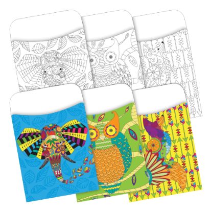 Picture of Barker Creek Peel & Stick 2-Design Pockets, 3-1/2in x 5-1/8in, Bohemian Animals, Set Of 60