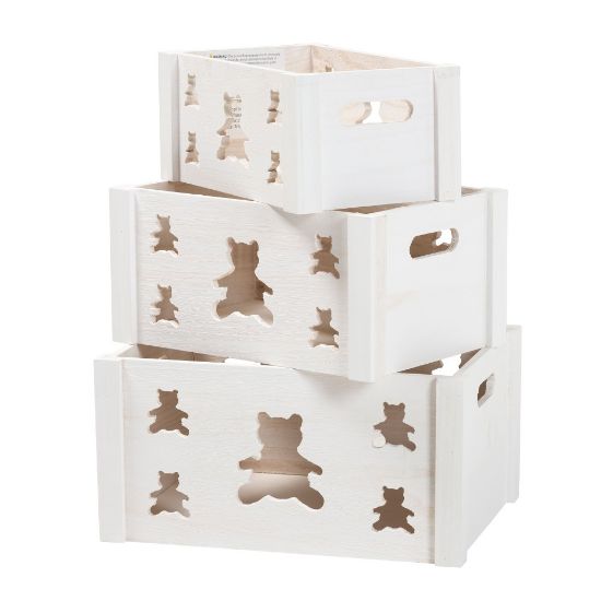 Picture of Baxton Studio Sagen 3-Piece Storage Crate Set, White