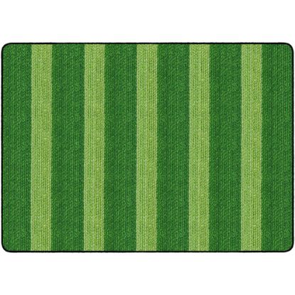 Picture of Flagship Carpets Basketweave Stripes Classroom Rug, 6ft x 8 3/8ft, Green