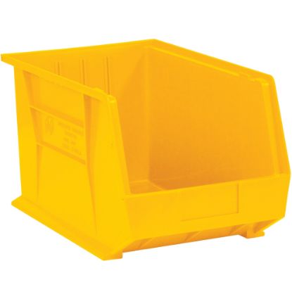 Picture of Partners Brand Plastic Stack & Hang Bin Boxes, Medium Size, 16in x 11in x 8in, Yellow, Pack Of 4