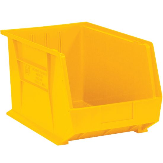 Picture of Partners Brand Plastic Stack & Hang Bin Boxes, Medium Size, 16in x 11in x 8in, Yellow, Pack Of 4