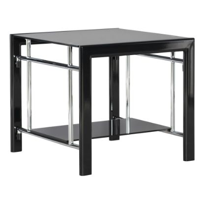 Picture of Powell Gerst Glass Side Table, 21-7/8inH x 26inW x 24inD, Black