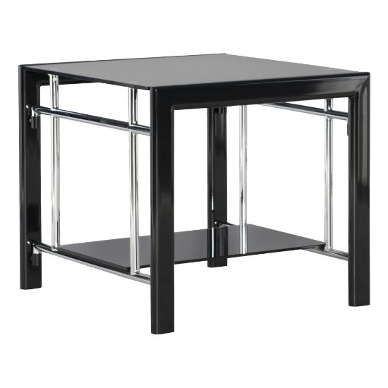 Picture of Powell Gerst Glass Side Table, 21-7/8inH x 26inW x 24inD, Black