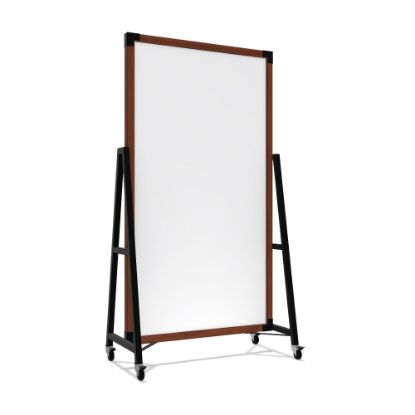 Picture of Ghent Prest Magnetic Dry-Erase Whiteboard, Porcelain, 40-1/2in x 73-3/4in, White, Carmel Oak Wood Frame