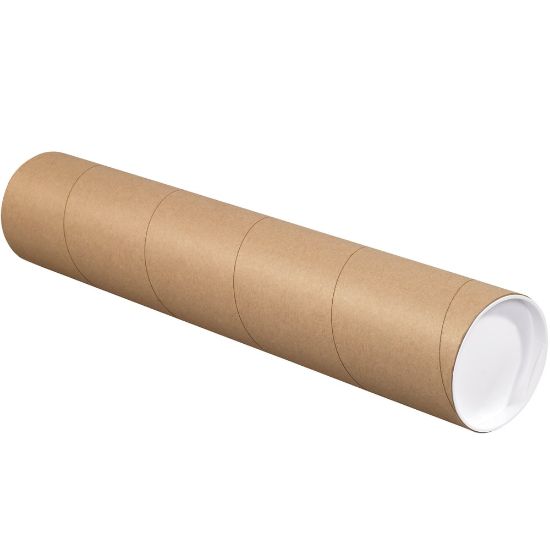 Picture of Office Depot Brand Kraft Mailing Tubes With Plastic Endcaps, 4in x 36in, Pack Of 15