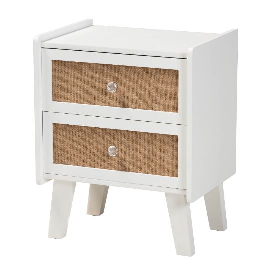 Picture of Baxton Studio Balta 2-Drawer Nightstand, 19-3/4inH x 15-3/4inW x 11-13/16inD, Oak Brown/White