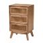 Picture of Baxton Studio Baden Nightstand With Rattan, 3-Drawer, 26inH x 15-3/4inW x 11-13/16inD, Natural/Walnut Brown