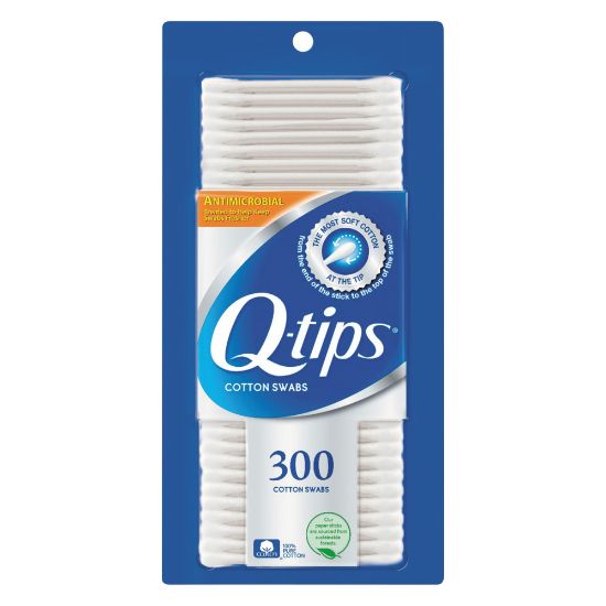 Picture of Q-tips Cotton Swabs With Antimicrobial Protection, 1in, White, Box Of 300 Swabs