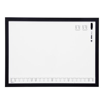 Picture of Note Tower Combo Rail Magnetic Dry-Erase Whiteboard, 17in x 23in, Wood Frame With Black Finish