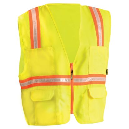 Picture of Non-ANSI Contractor Style Solid Vests, XL, Hi-Viz Yellow; Orange Contrast Trim