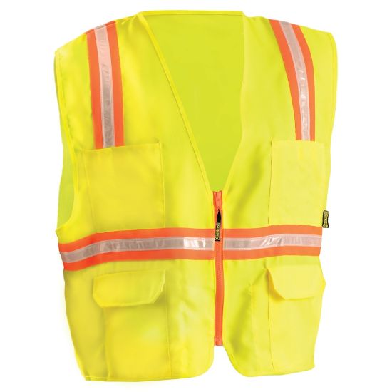 Picture of Non-ANSI Contractor Style Solid Vests, XL, Hi-Viz Yellow; Orange Contrast Trim