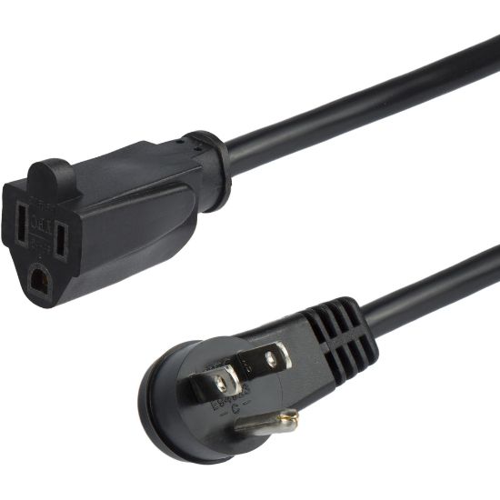 Picture of StarTech.com 3 ft Flat Extension Cord - NEMA 5-15R to NEMA Right-Angle 5-15P Power Cable - Low Profile Extension Cord - Right Angle Power Cord