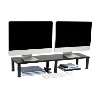 Picture of Mind Reader Dual-Monitor Stand, 6-1/2inH x 11inW x 38-1/2inD, Black