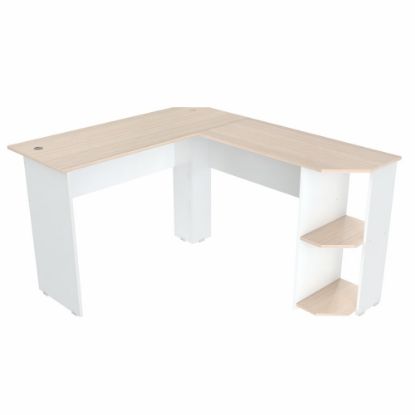 Picture of Inval Merlin 48inW L-Shaped Corner Desk, White/Maple