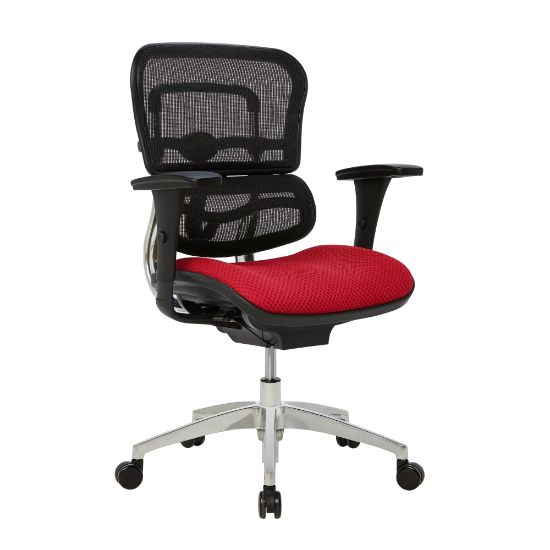 Picture of WorkPro 12000 Series Ergonomic Mesh/Premium Fabric Mid-Back Chair, Black/Cherry, BIFMA Compliant