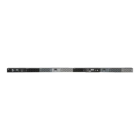 Picture of Tripp Lite 10kW 3-Phase Monitored PDU, LX Interface, 200/208/240V Outlets (42 C13/6 C19), LCD, NEMA L15-30P, 1.8m/6 ft. Cord, 0U 1.8m/70 in. Height, TAA - Power distribution unit (rack-mountable) - 24 A - AC 200/208/240 V